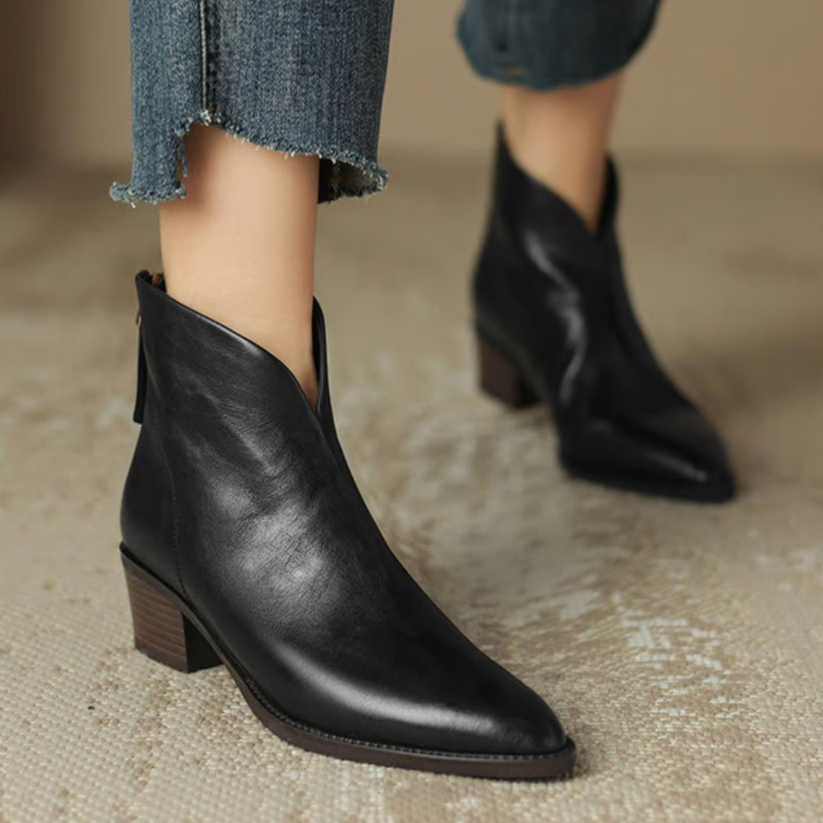Jitka™ | Elegantní kožené boty s nízkým podpatkem