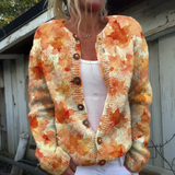 Clémence™ | Cardigan Listy Podzimu S Knoflíky